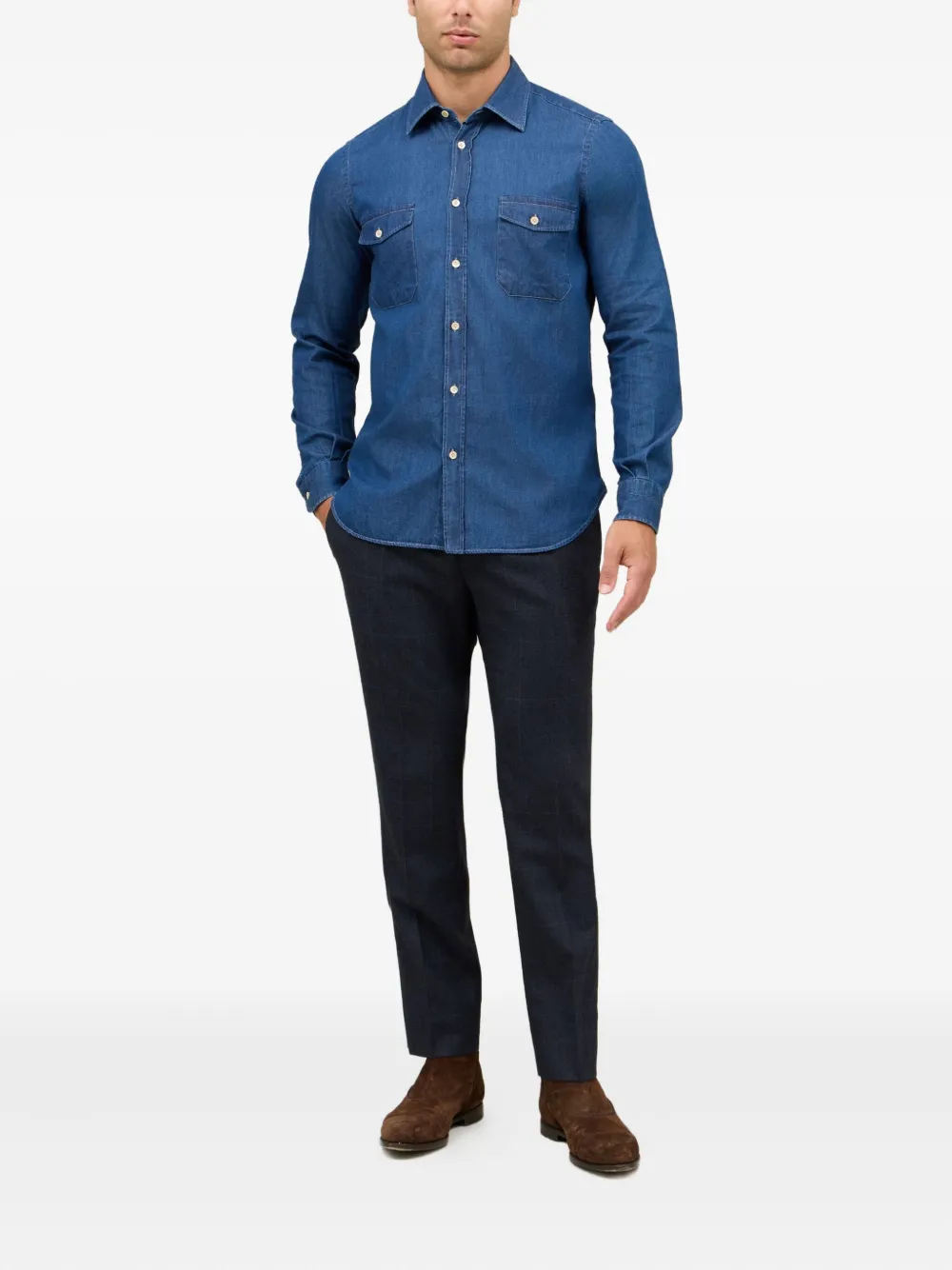 Boglioli double-pocket denim shirt Blauw