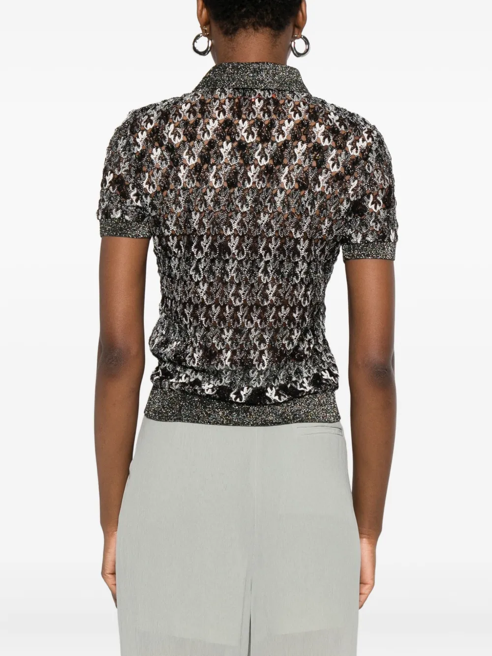 Missoni Knit Polo Top In Brown