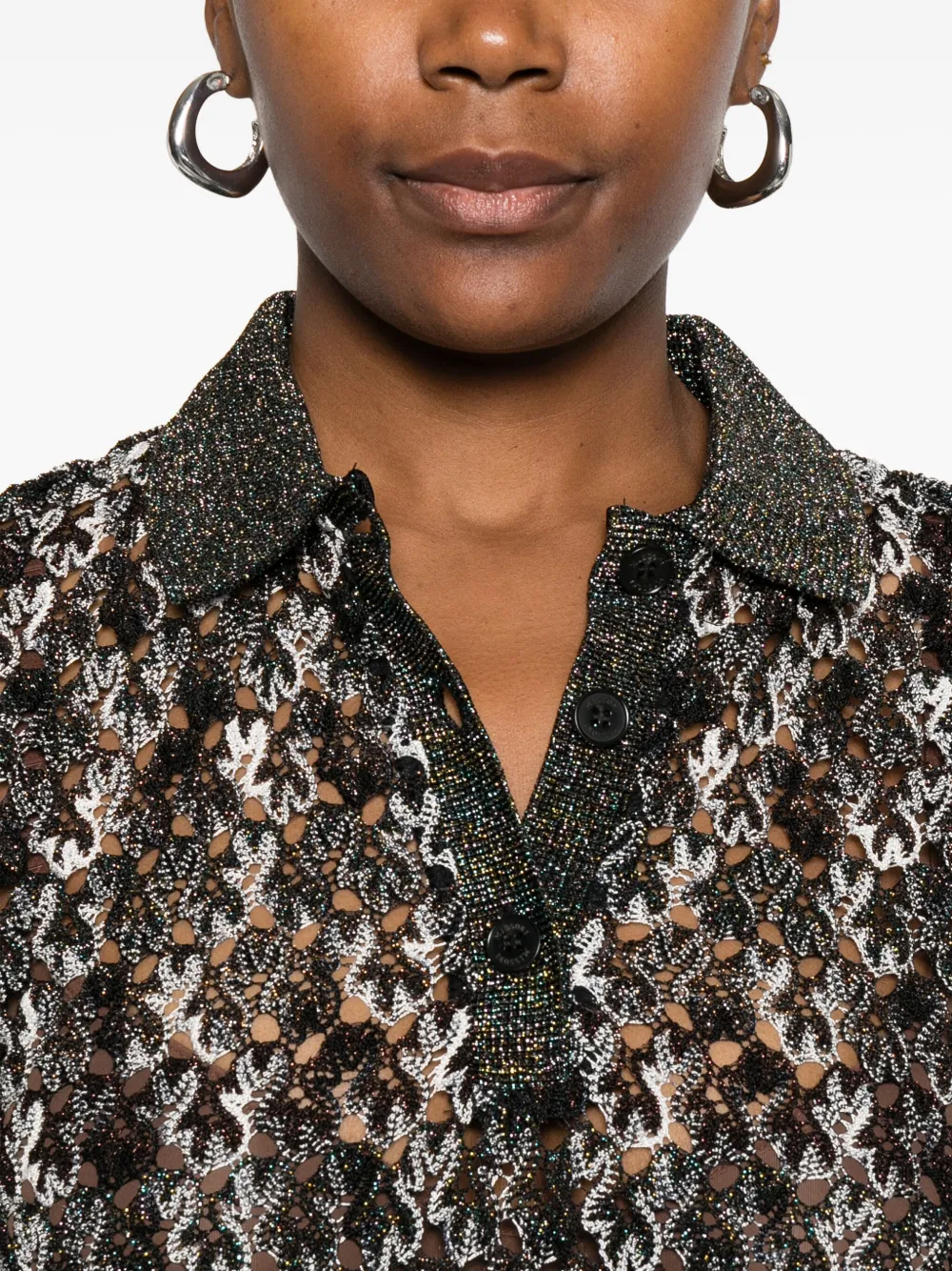Missoni Knit Polo Top In Brown