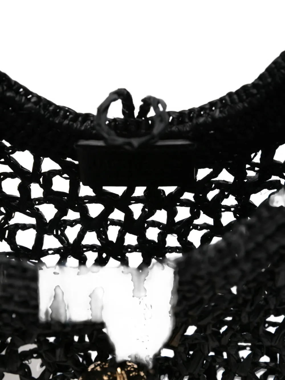 Jacquemus Circular-handle Raffia Tote Bag In Black
