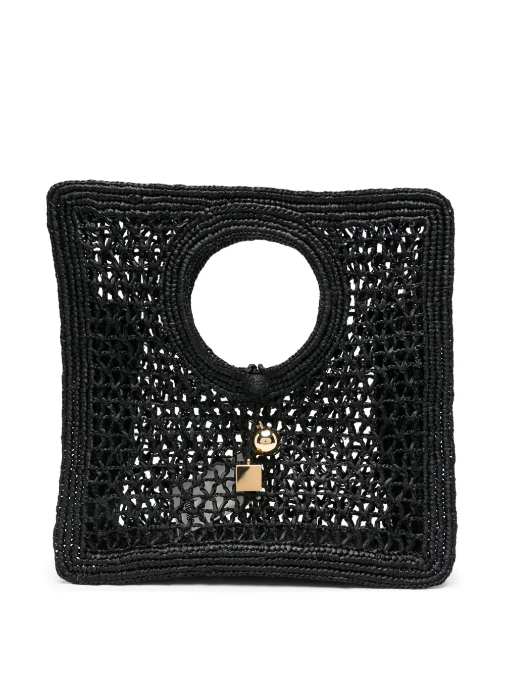 Jacquemus circular-handle raffia tote bag | Black | Image 1