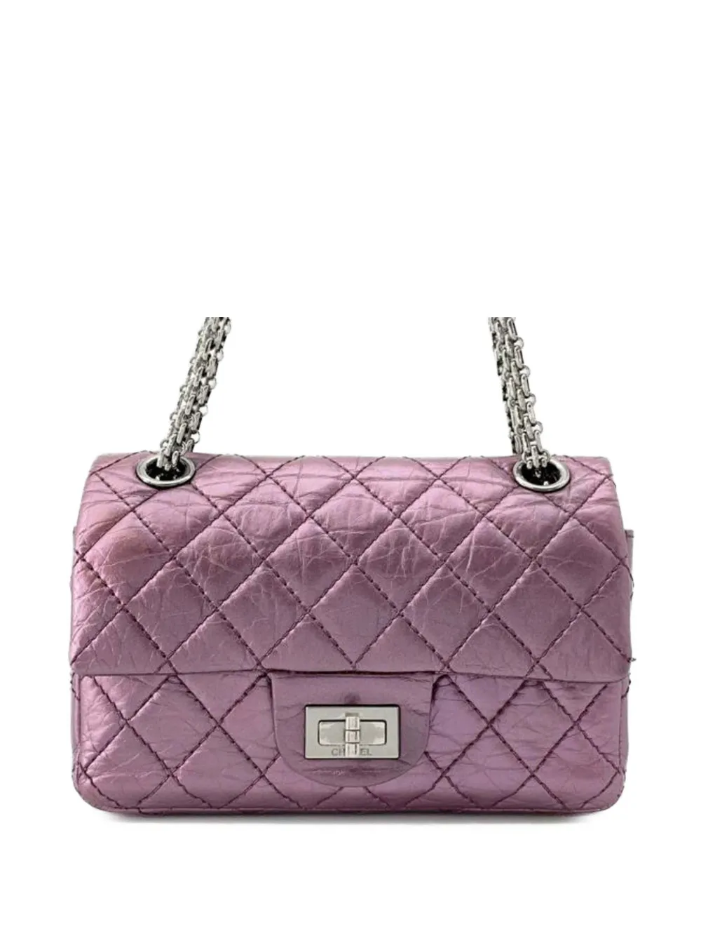 CHANEL Pre-Owned 2012 Mini Reissue 2.55 Quilted Metallic Lambskin Double Flap crossbody bag | Pink | Image 1