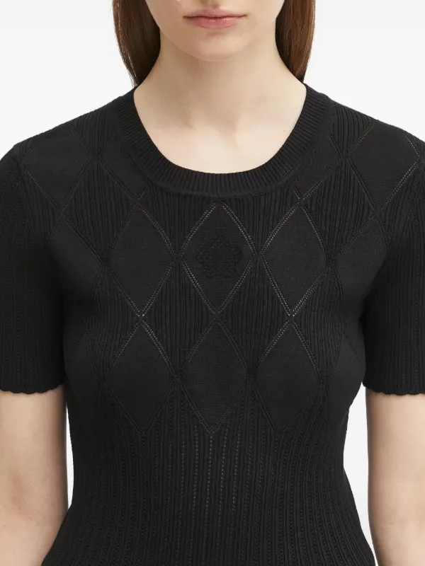 Kenzo ribbed-knit diamond-pattern Top | Black | FARFETCH CA