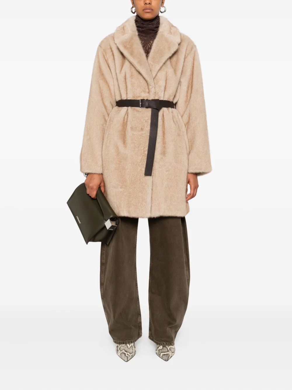 P.a.r.o.s.h Belted Coat In Neutral