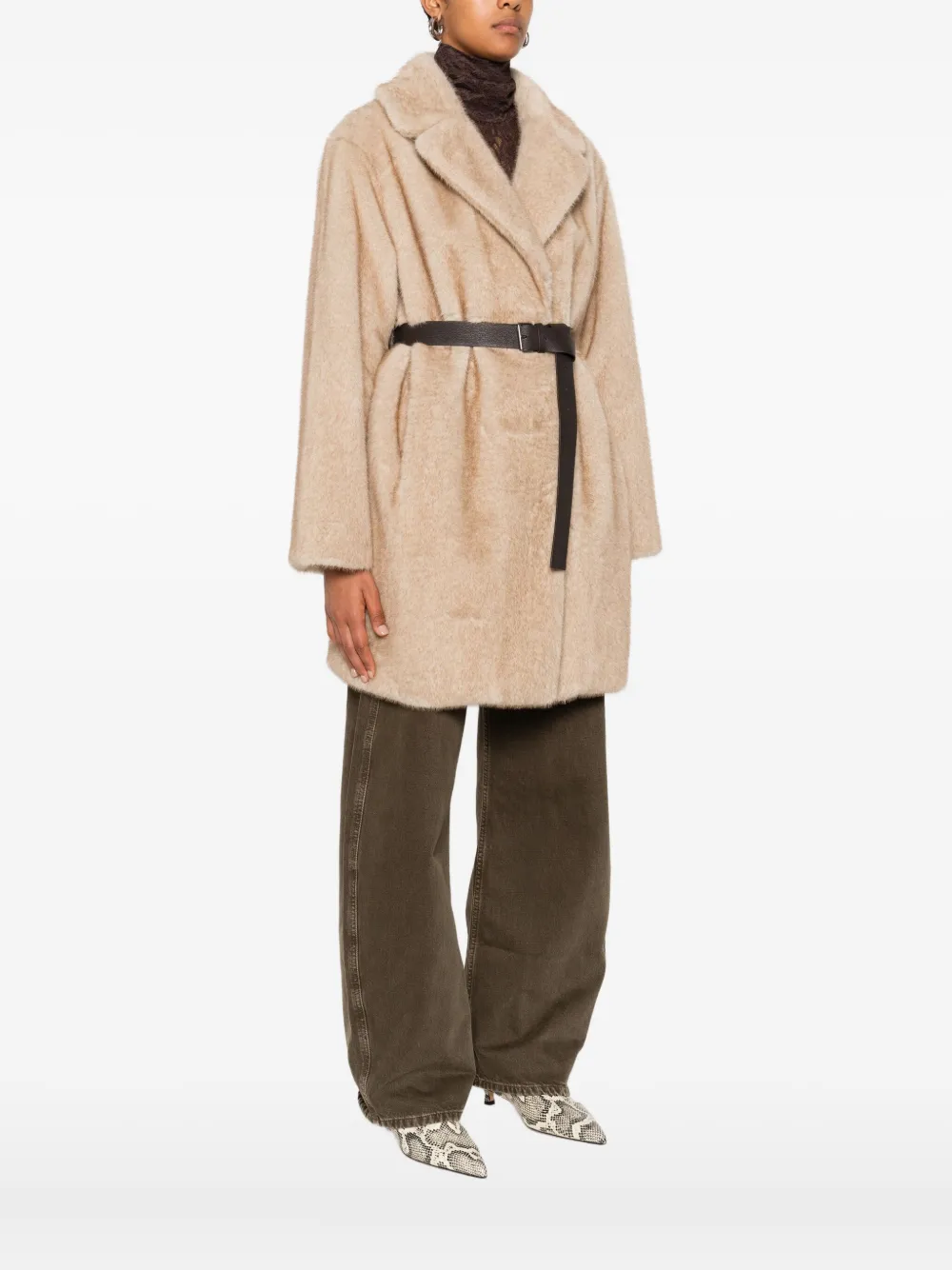 P.a.r.o.s.h Belted Coat In Neutral