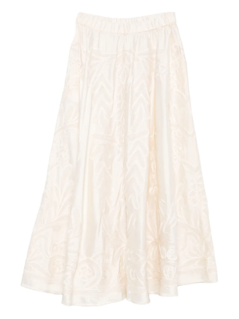 P.a.r.o.s.h Embroidered-detail Flared Maxi Skirt In Neutral