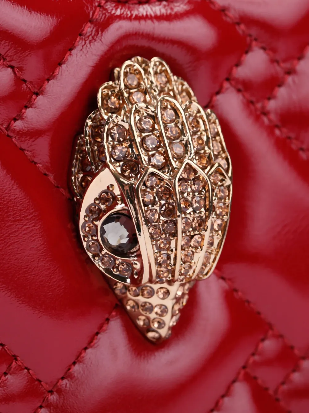 Kurt Geiger Quilted Embellished Cross Body Bag In Red