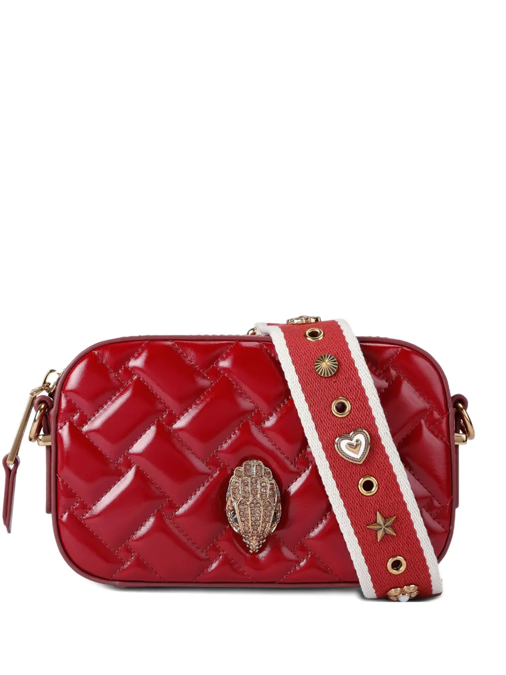 Kurt Geiger Quilted Embellished Cross Body Bag In Red