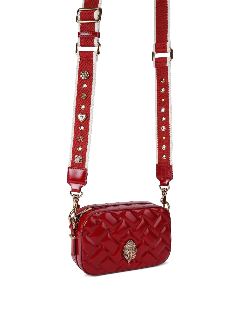 Kurt Geiger Quilted Embellished Cross Body Bag In Red