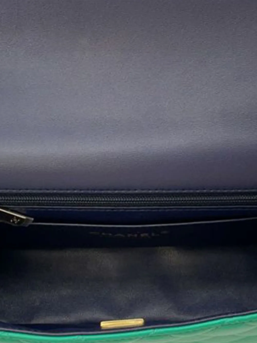 Pre-owned Chanel 2021-2025 Mini Rectangular Lambskin Top Handle Single Flap Satchel In Green