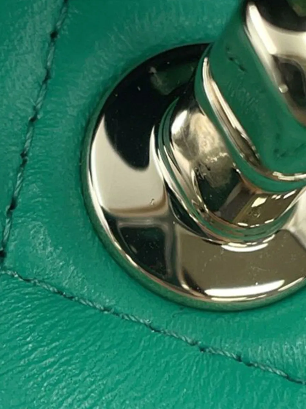 Pre-owned Chanel 2021-2025 Mini Rectangular Lambskin Top Handle Single Flap Satchel In Green