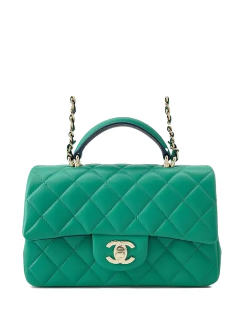 CHANEL Pre-Owned 2021-2025 Mini Rectangular Lambskin Top Handle Single Flap satchel