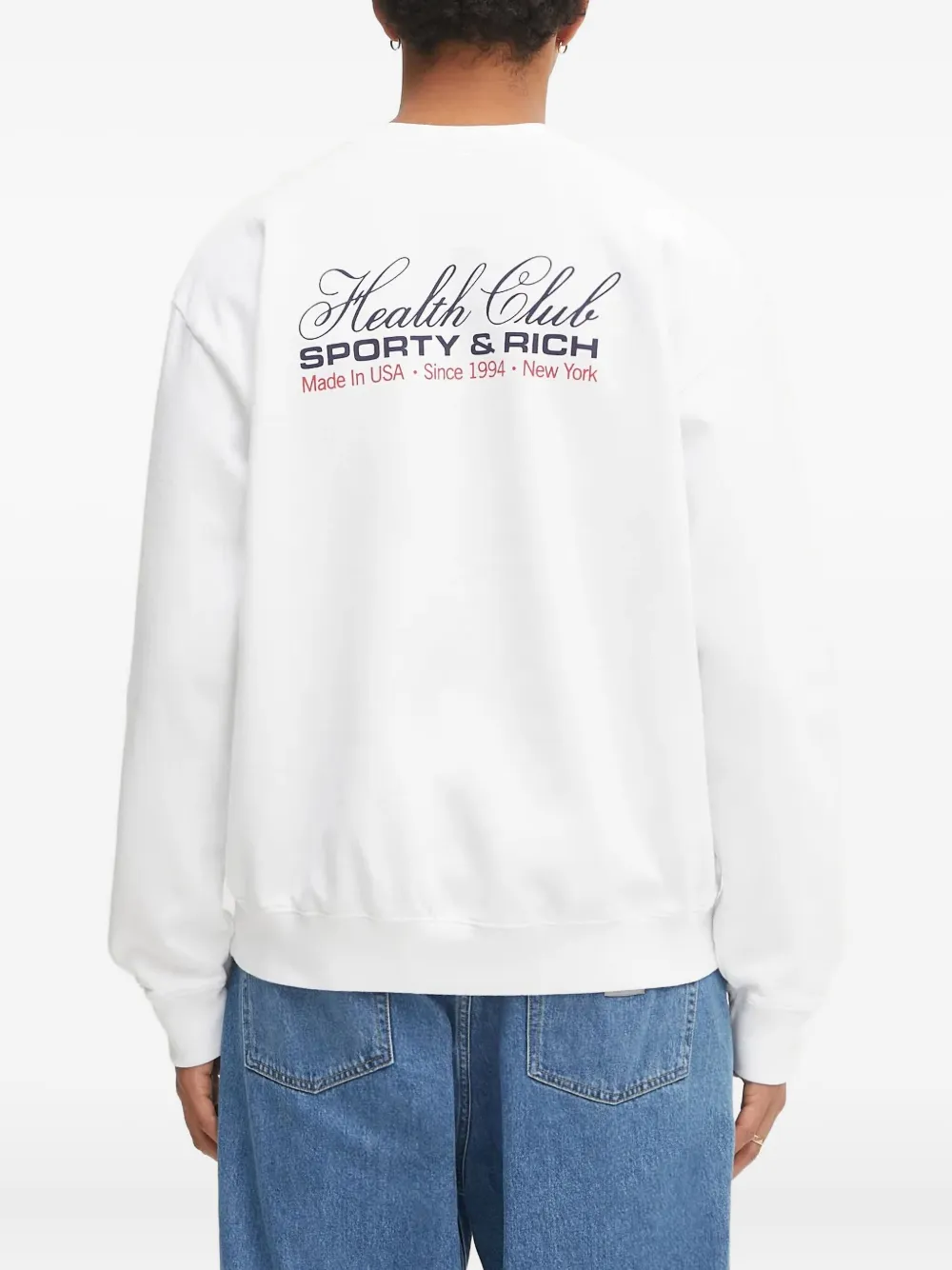 Sporty & Rich Sweater met logodetail en ronde hals Wit