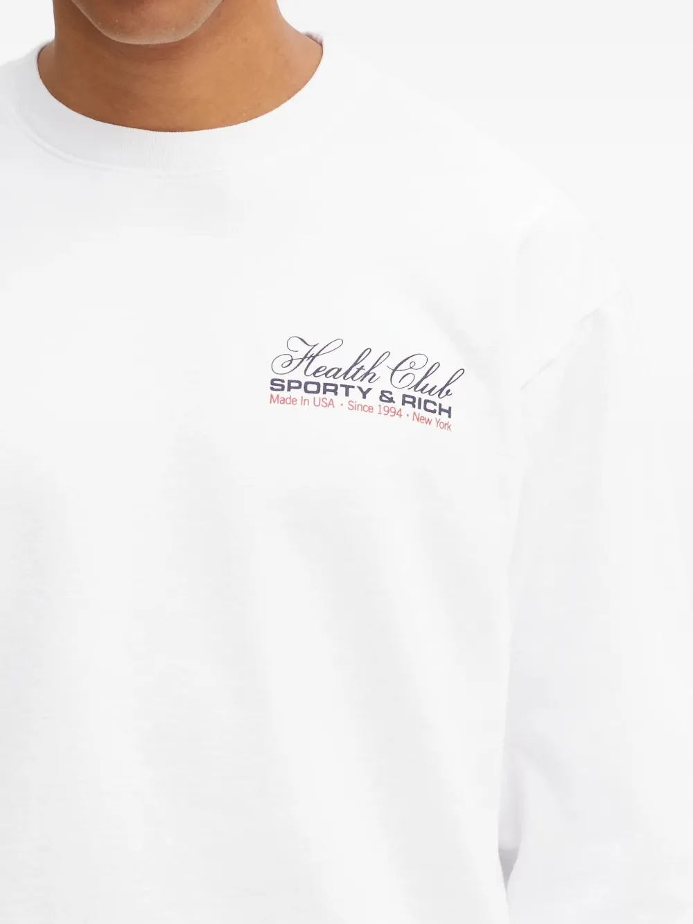 Sporty & Rich Sweater met logodetail en ronde hals Wit