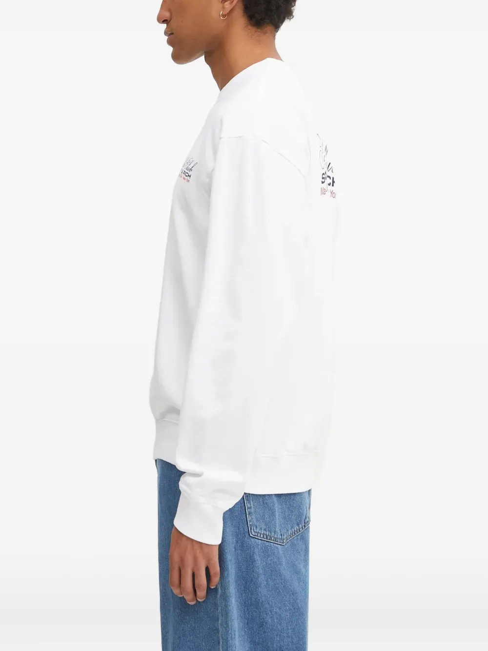 Sporty & Rich Sweater met logodetail en ronde hals Wit