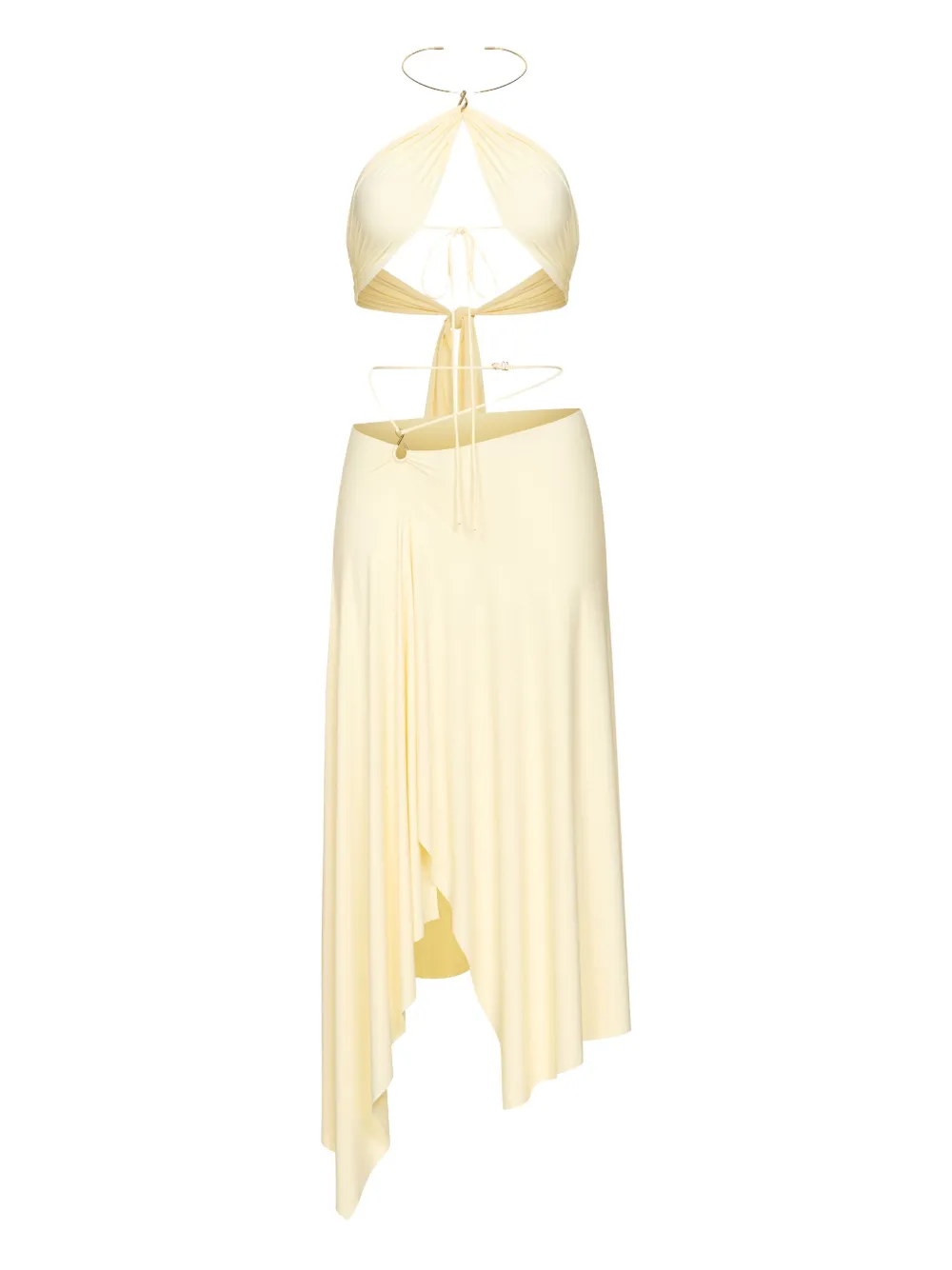 KOROBEYNIKOV chocker-embellishment asymmetrical dress | Yellow | Image 1