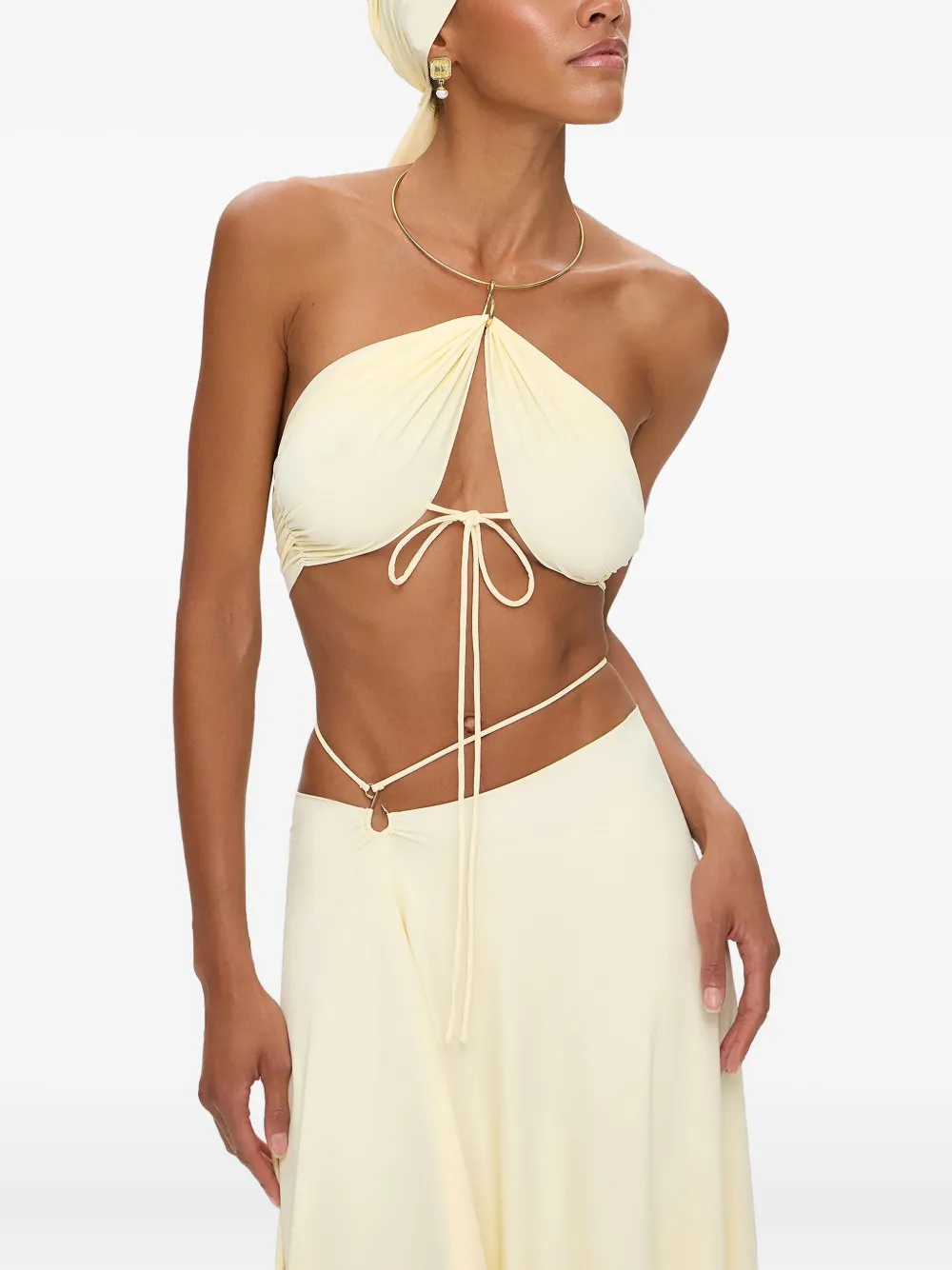 Korobeynikov Chocker-embellishment Asymmetrical Dress In Yellow