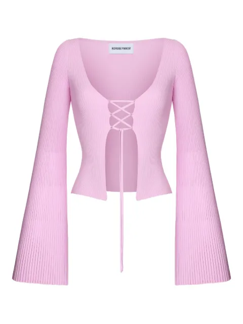KOROBEYNIKOV lace-up ribbed top