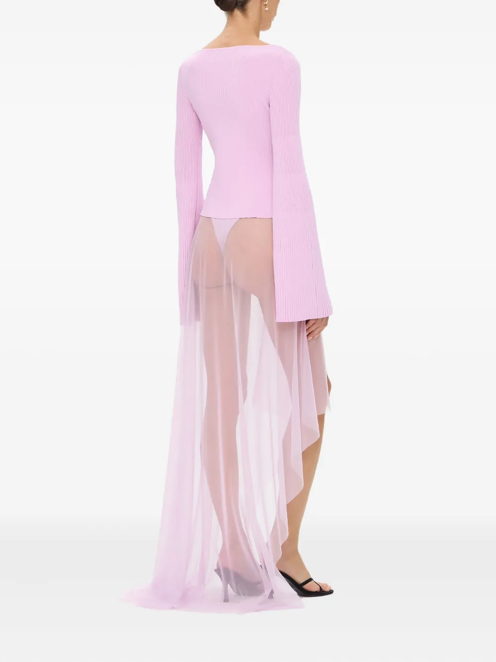 Korobeynikov Lace-up Ribbed Top In Pink