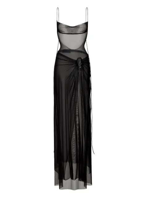 KOROBEYNIKOV vestido largo de malla con cuello desbocado