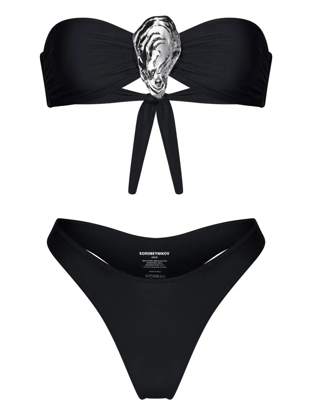 KOROBEYNIKOV shell-embellished bikini | Black | Image 1