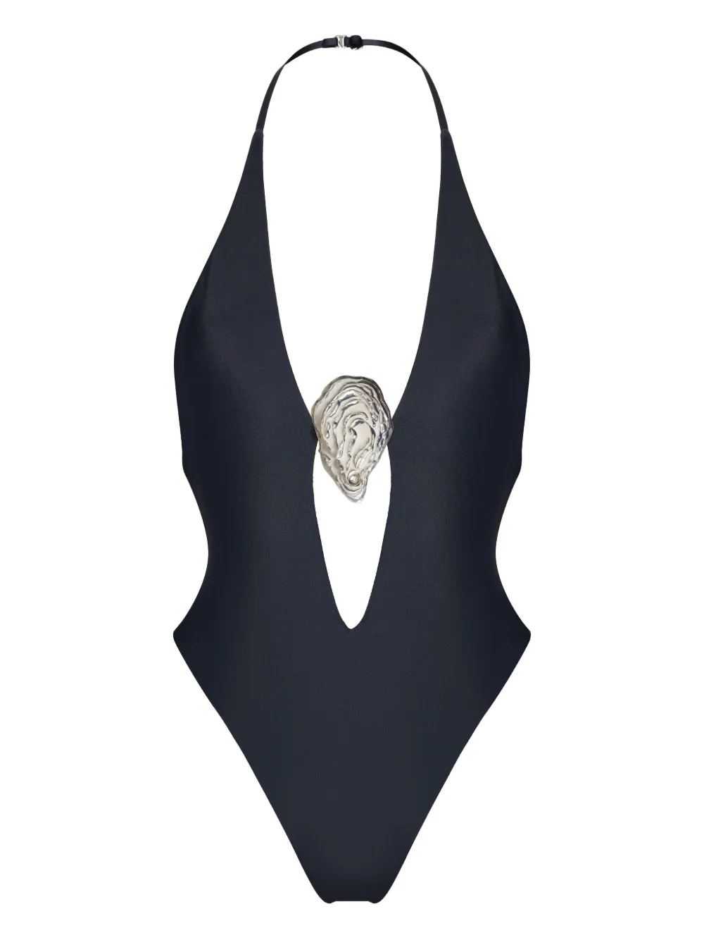 KOROBEYNIKOV V-neck shell-embellished swimsuit | Black | Image 1