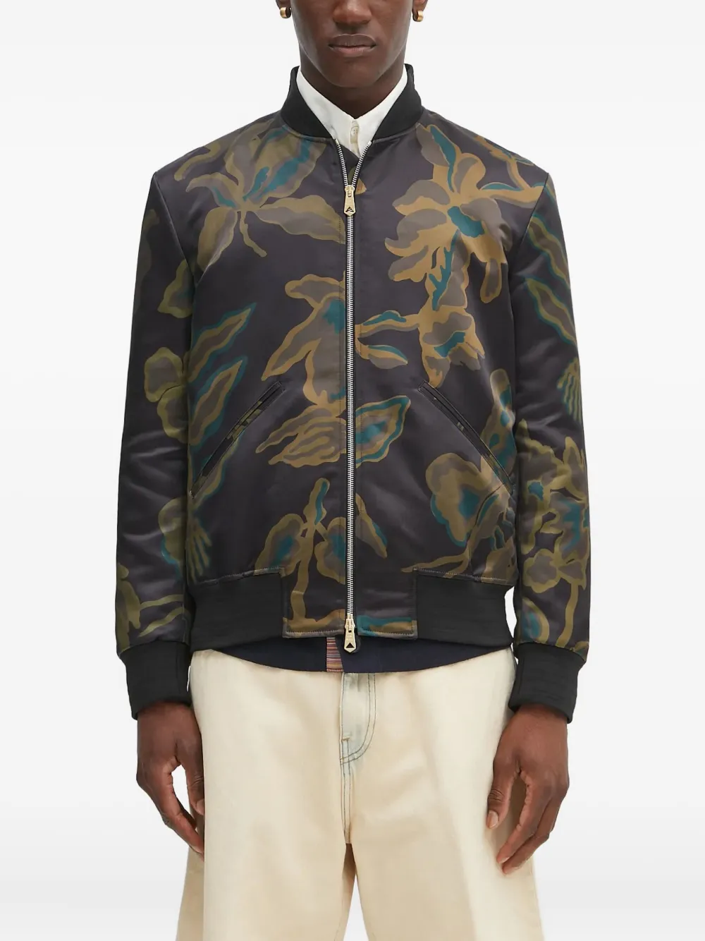 Paul Smith floral-print bomber jacket - ブラウン Paul Smith floral-print bomber jacket - ブラウン