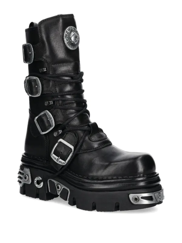NEW ROCK 70mm Leather Platform Boots | Black | FARFETCH