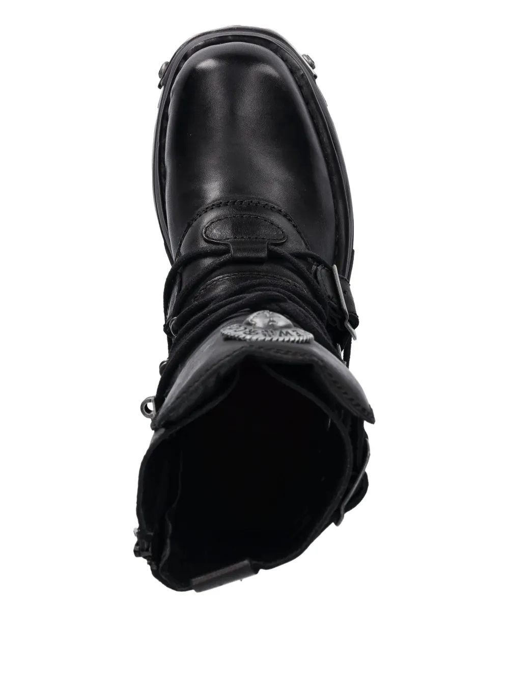 NEW ROCK 70mm leren laarzen met plateauzool Zwart