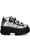 NEW ROCK metallic leather platform sneakers - Grey