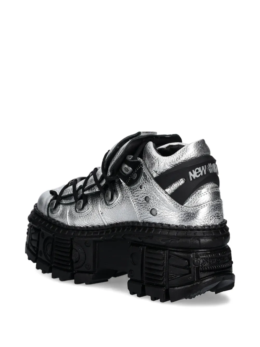 New Rock M-wall106n-c16 Blue Silver Leather Gothic Urban Rock Ankle Boots In Gray