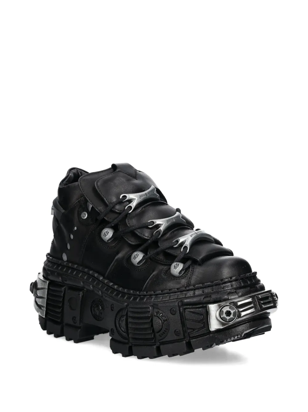 NEW ROCK Sneakers met plateauzool en metallic detail - Zwart