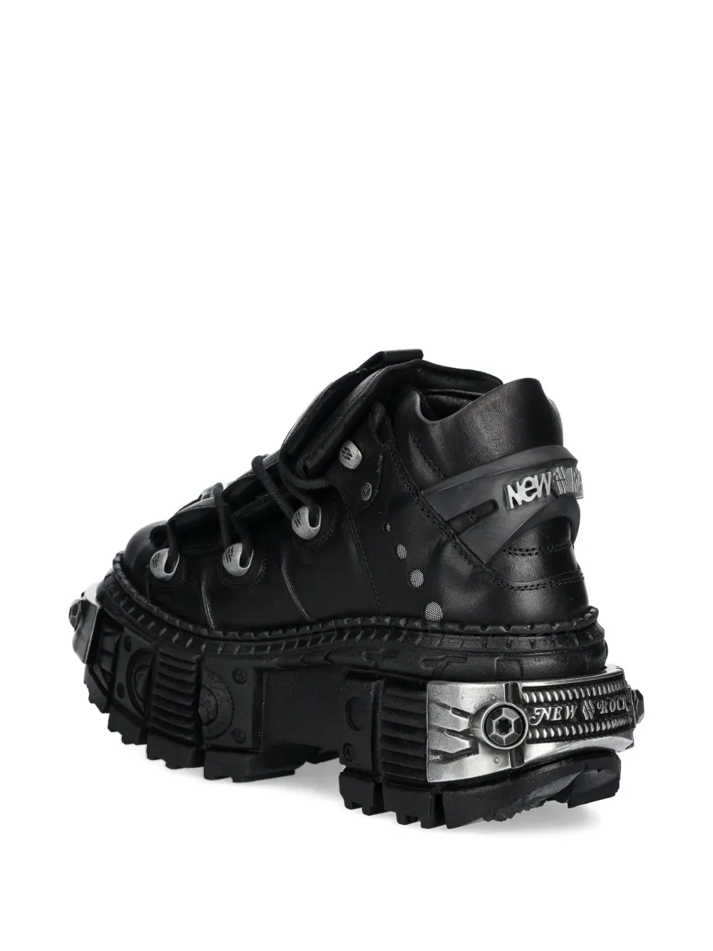 New Rock Metallic-detail Platform Sneakers In Black