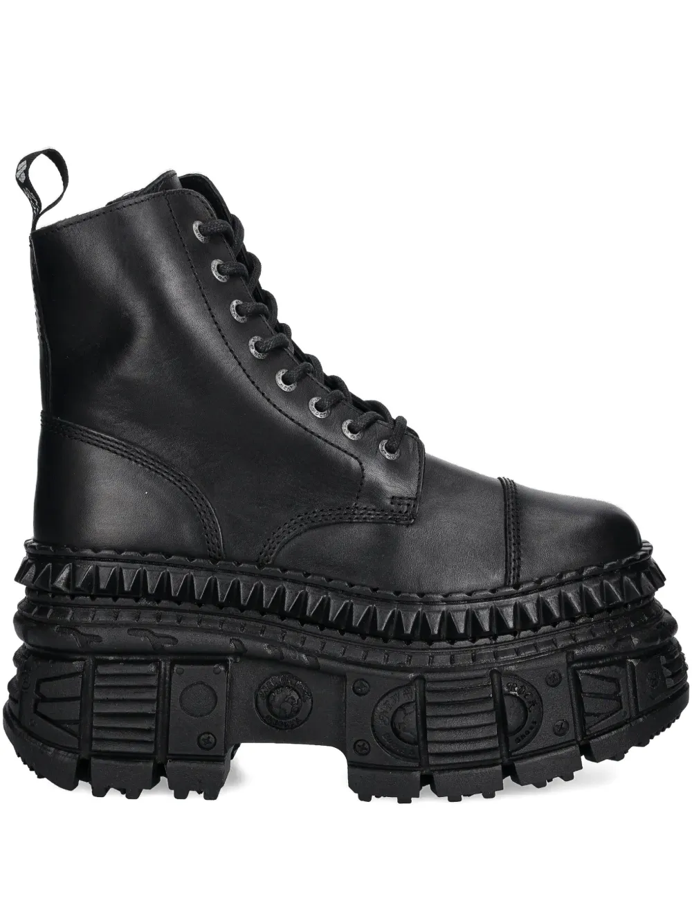NEW ROCK 90mm lace-up platform combat boots Black