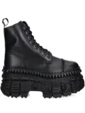 NEW ROCK 90mm lace-up platform combat boots - Black