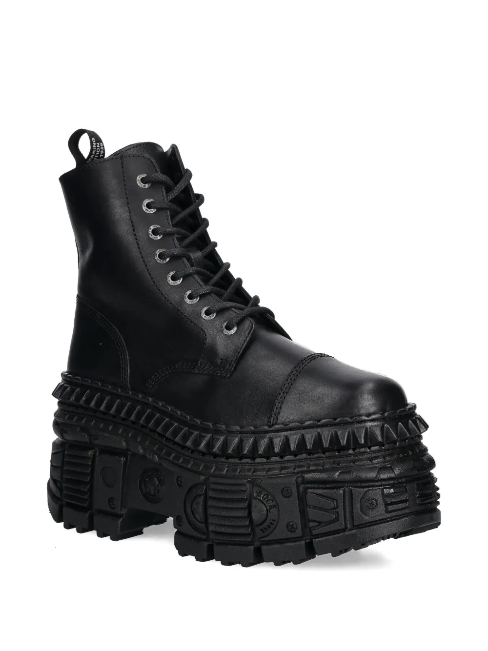 NEW ROCK 90mm lace-up platform combat boots Black