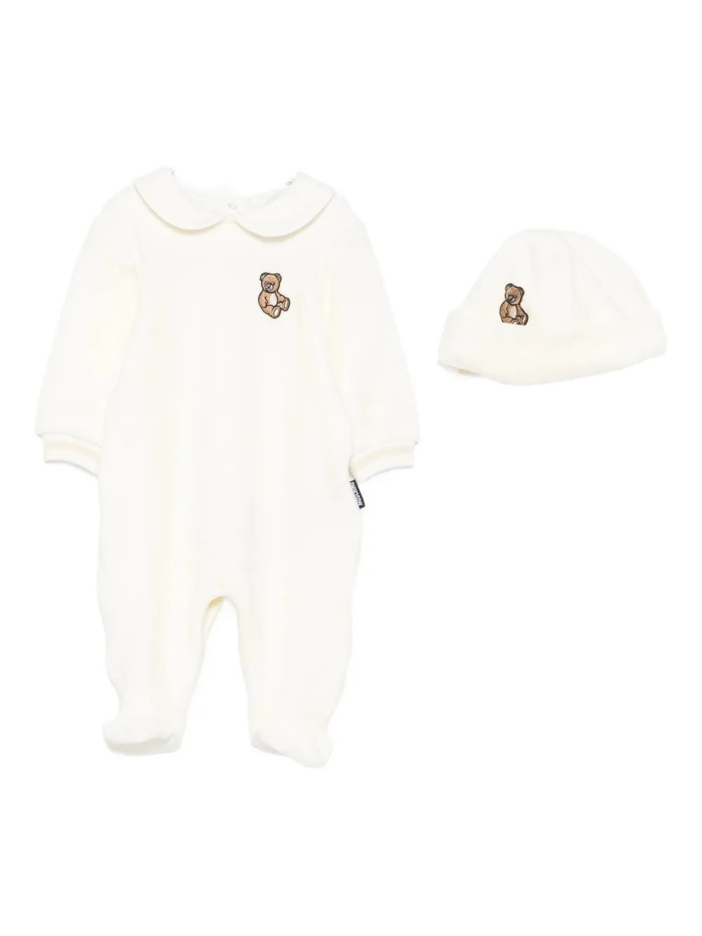 Moschino Teddy-embroidered Babygrow Set In White