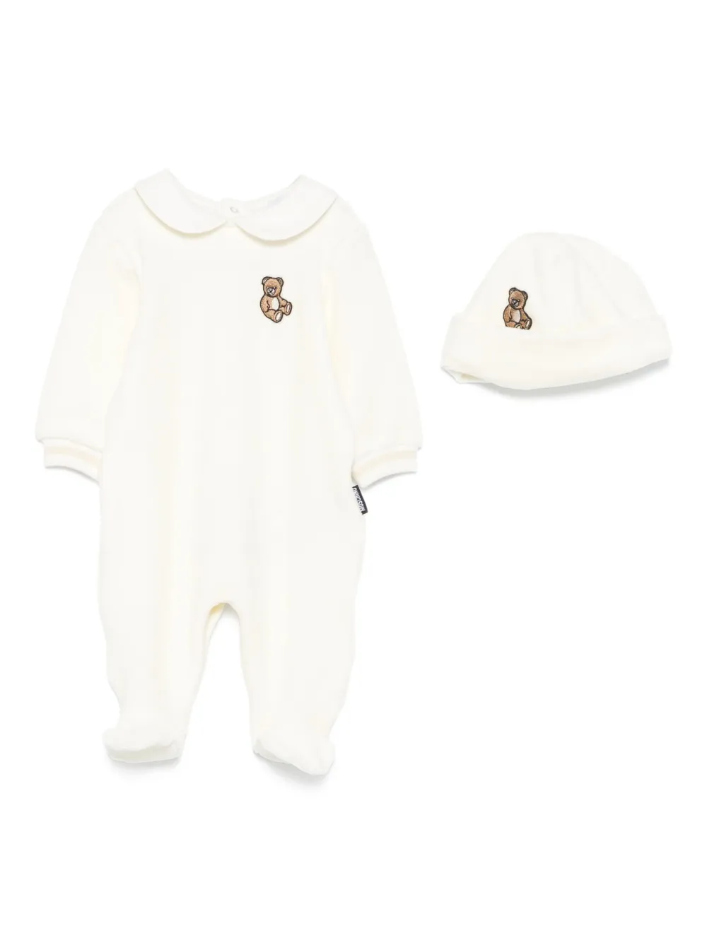 Moschino Kids teddy-embroidered babygrow set - ホワイト Moschino Kids teddy-embroidered babygrow set - ホワイト