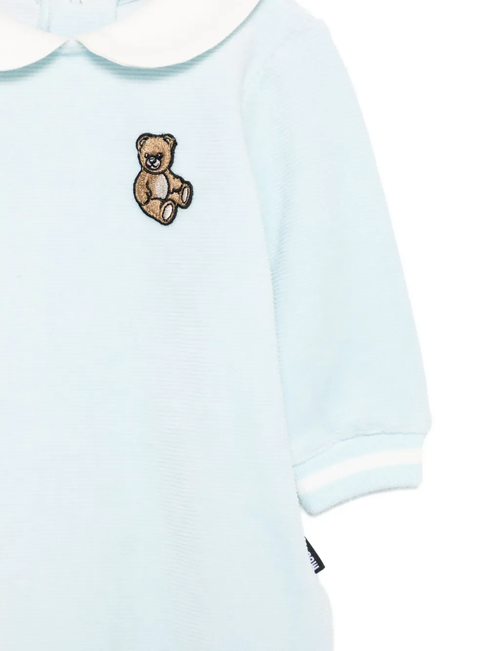 Moschino Kids Romper met Peter Pan-kraag en teddybeerprint Blauw