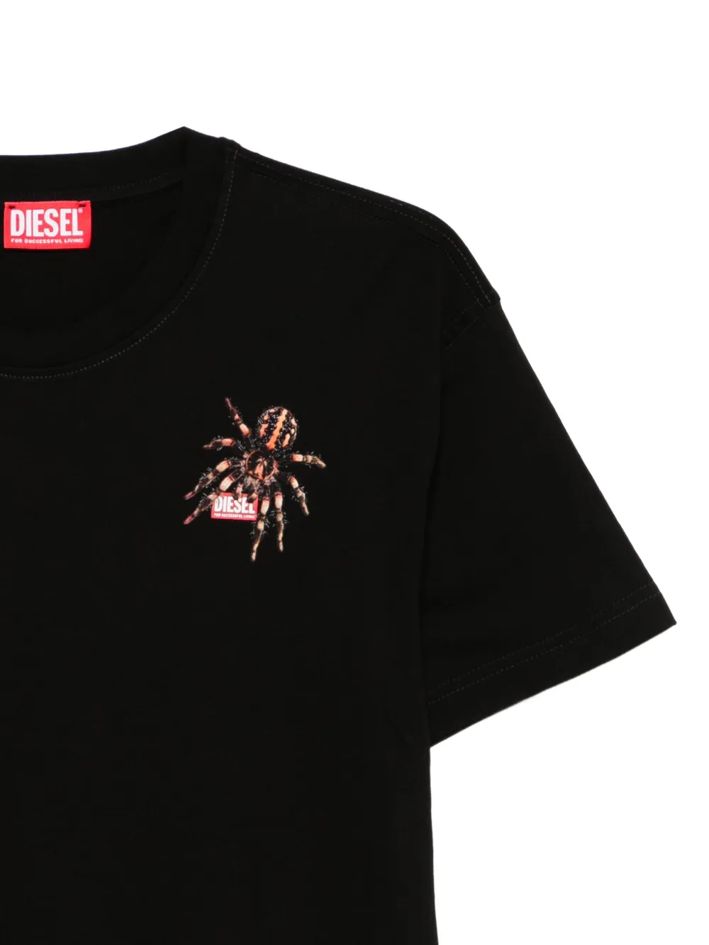 Diesel T-shirt verfraaid met spin Zwart