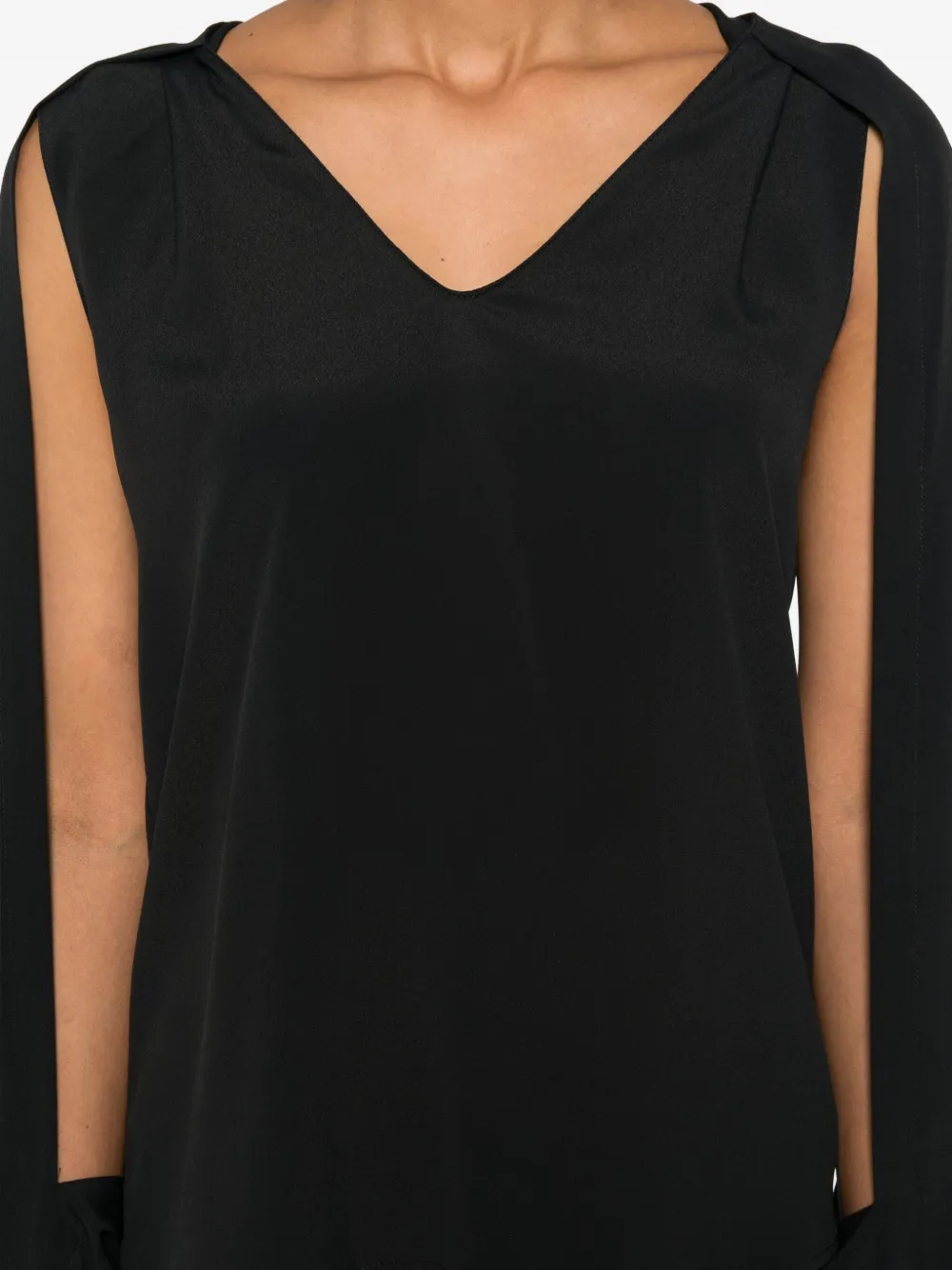 Federica Tosi Top met gestrikte manchetten en V-hals Zwart