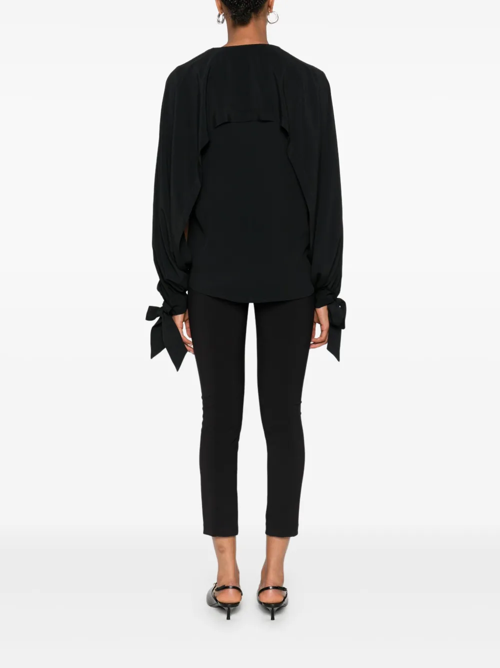 Federica Tosi Top met gestrikte manchetten en V-hals Zwart