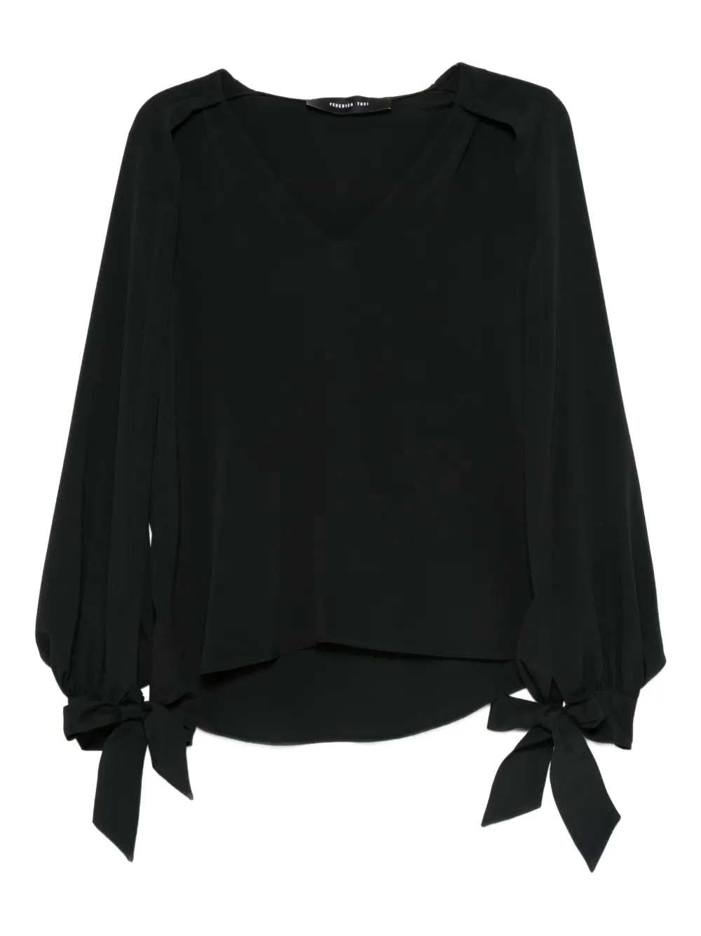 Federica Tosi tie-cuff V-neck top | Black | Image 1