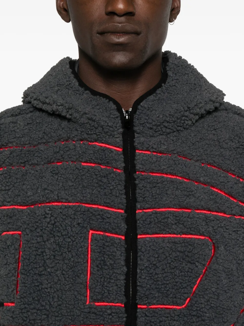 Diesel hooded logo-detail jacket Grijs