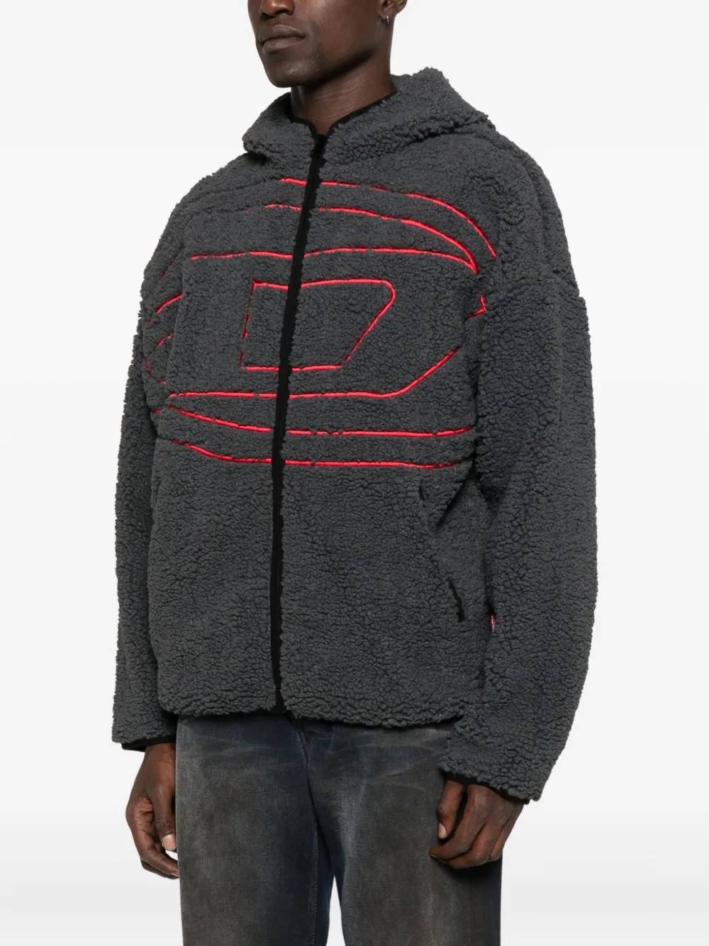 Diesel hooded logo-detail jacket Grijs