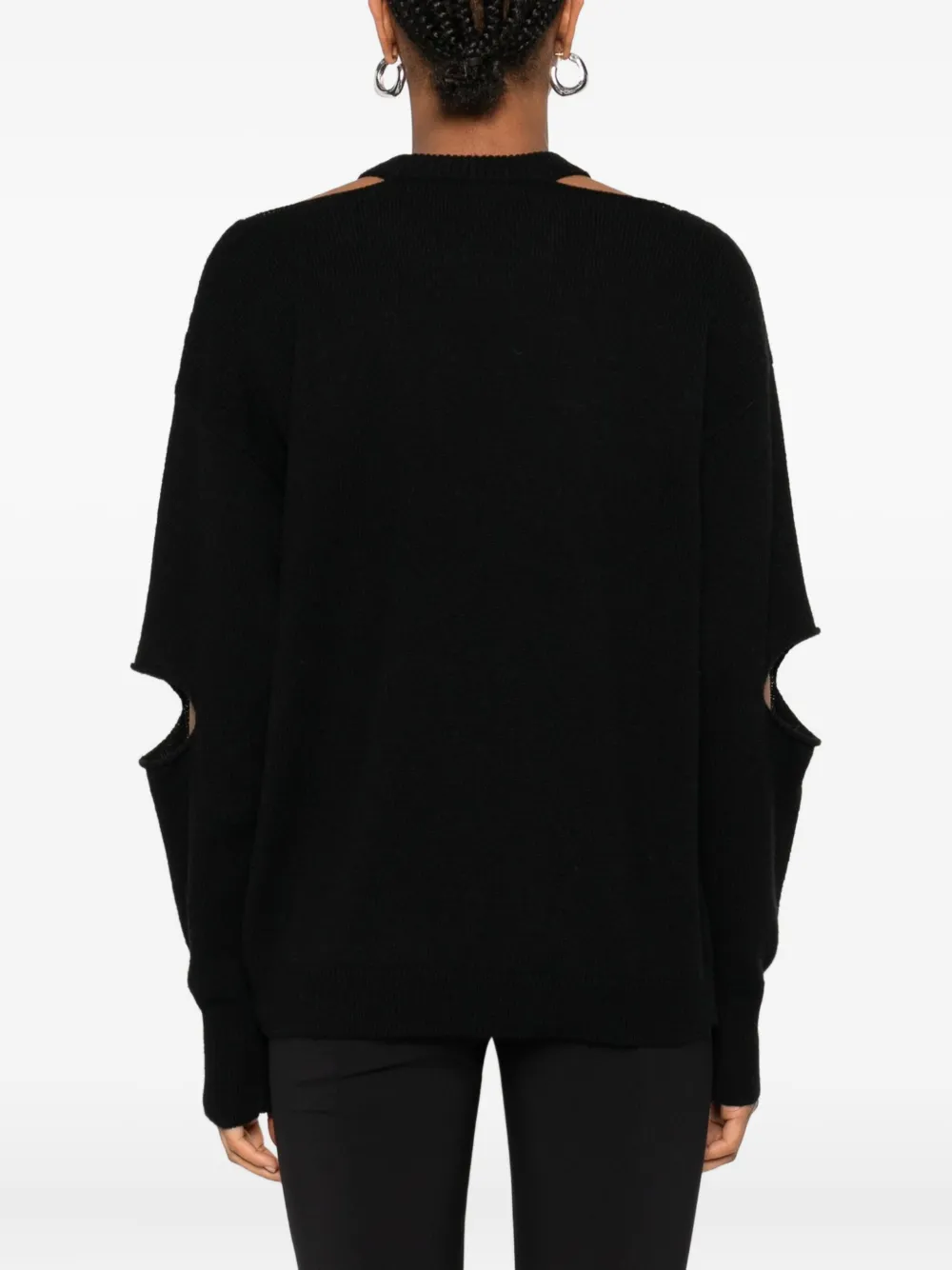 Federica Tosi cutout-sleeve crew-neck sweater Zwart