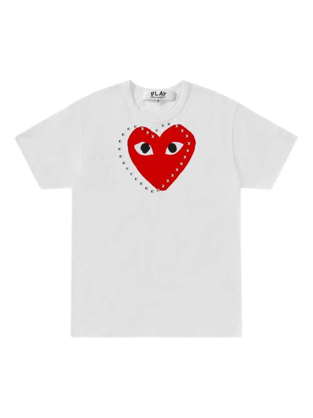 Comme Des Garçons Play logo-print studded-embellishment T-shirt Wit