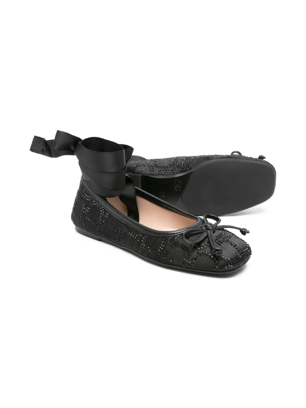 TWINSET Kids Ballerina's met kristallen - Zwart