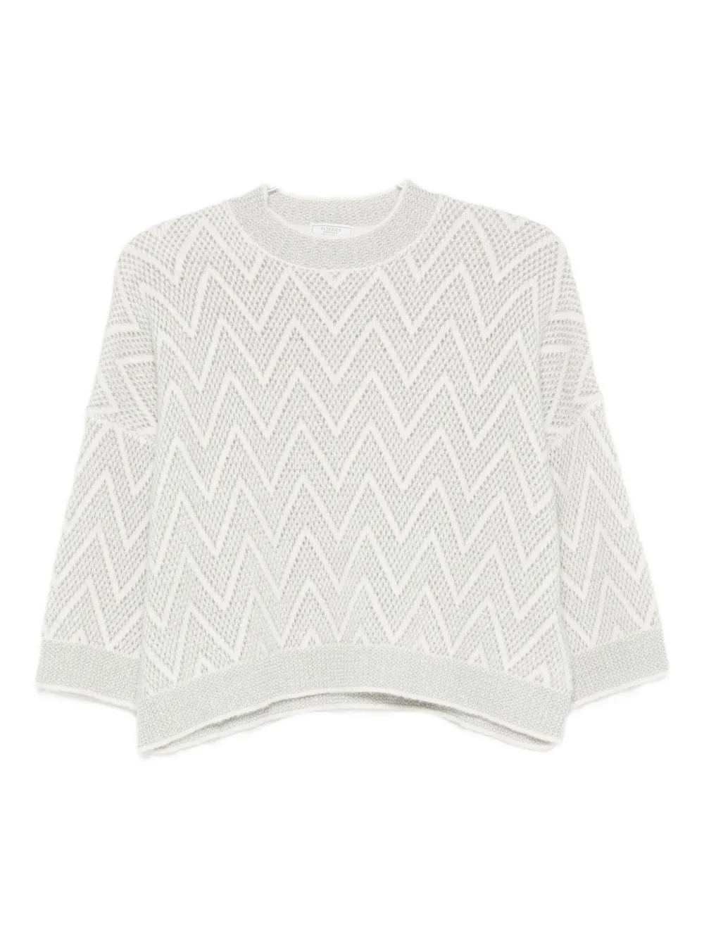 Peserico Knit Sweater Chevron Pattern In Gray