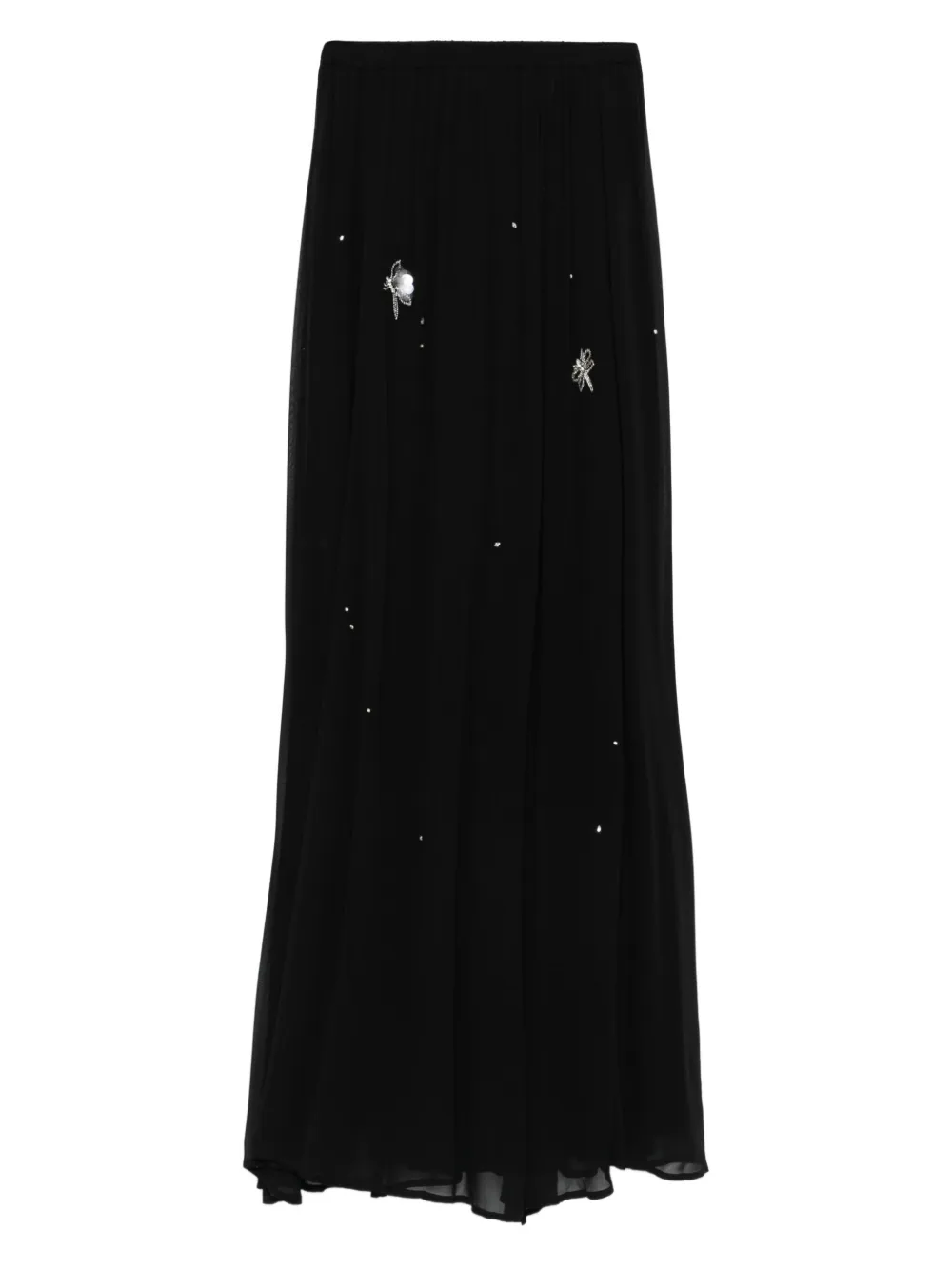 Forte dragon-fly embellished beaded maxi skirt Zwart
